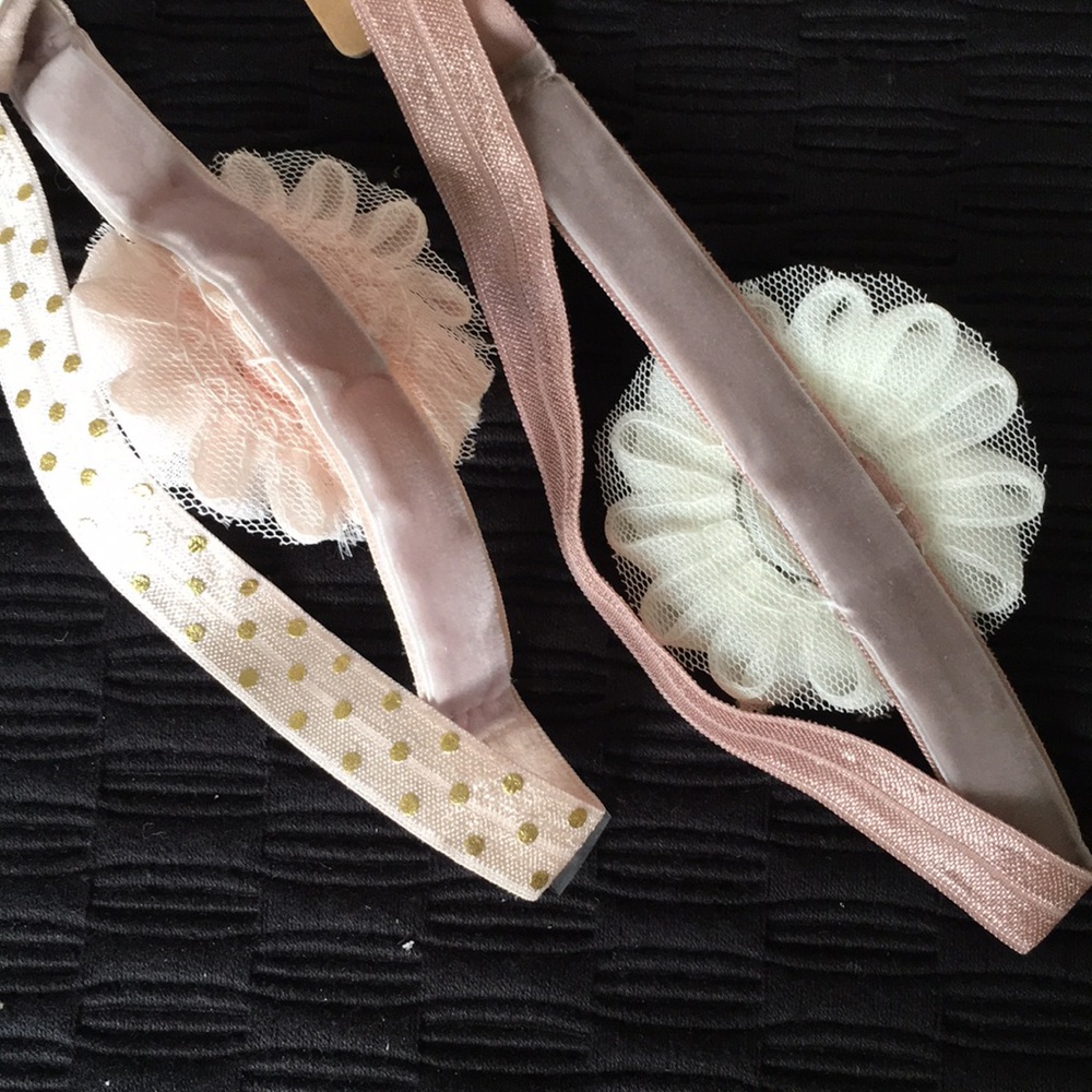 Pink Tea & Ivory Baby Hairbands NWT - Picture 3 of 6